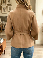 Women's Asymmetrical Button High-Neck Woolen Cape Coat