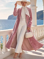 Retro Elegant Velvet Art Lapel Casual Stylish Long Sleeve Long Coat
