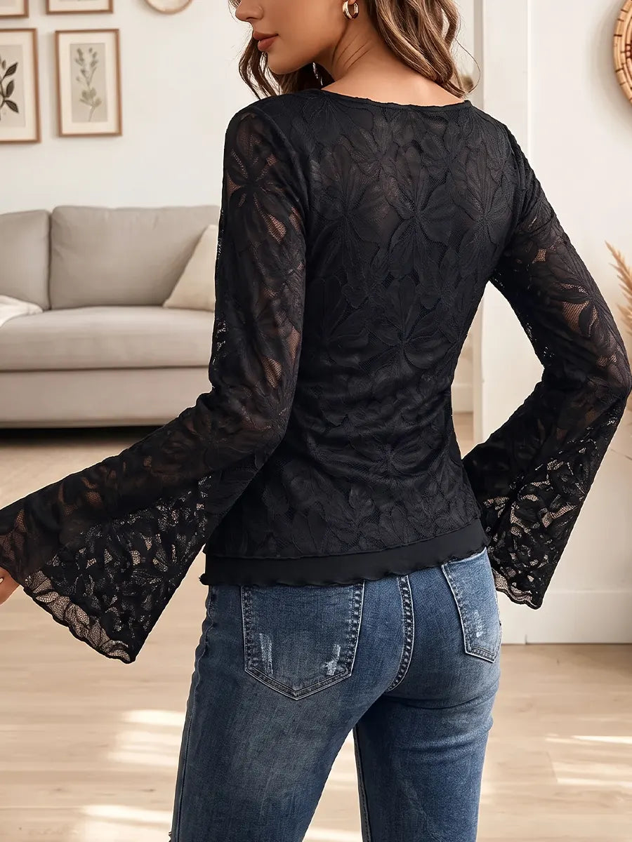Vintage Elegant Patchwork Lace Shirt