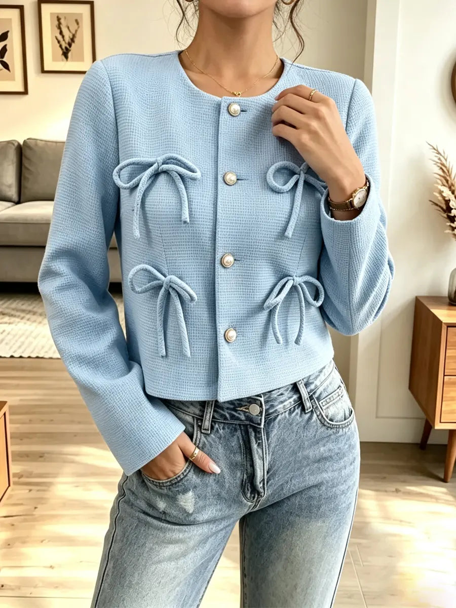 Retro Chic Bow Art Casual Stylish Long Sleeve Coat