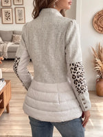 Vintage Elegant Leopard Print Patchwork Quilted Winter Jacket