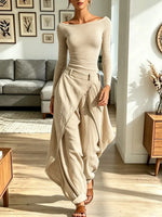 Retro Elegant Art Casual Stylish Long Sleeve Top And Pants Two-piece Set