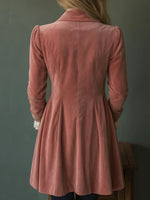 Women Dusty Pink Velvet Embroidered Victorian Long Coat