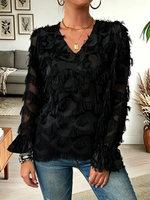 Vintage Elegant Raw Edge Textured Chiffon Shirt
