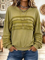 Women's Retro Patchwork Crew Neck Sweatshirt