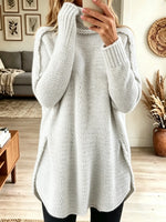 Women's Oversized Cable Knit Turtleneck Tunic Sweater