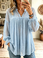 Women's Babydoll Eyelash Lace Henley Tunic Top