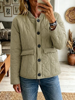 Women's Stand Collar Quilted Jacket, Leopard Print Cuff Reversible Lightweight Button Down Coat