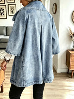 Retro Chic Art Casual Stylish Long Sleeve Denim Swing Coat