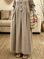 Women's Bohemian Peter Pan Collar Waffle Knit Dress