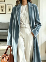 Retro Elegant Velvet Art Lapel Casual Stylish Long Sleeve Long Coat