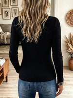 Women's Button Detail Square Neck Ribbed Top