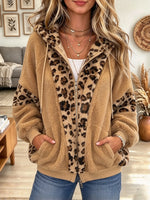 Women's Leopard Trim Fleece Zip Jacket