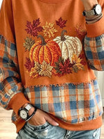 Vintage Pumpkin Autumn Pattern Art Casual Stylish Long Sleeve Sweatshirt