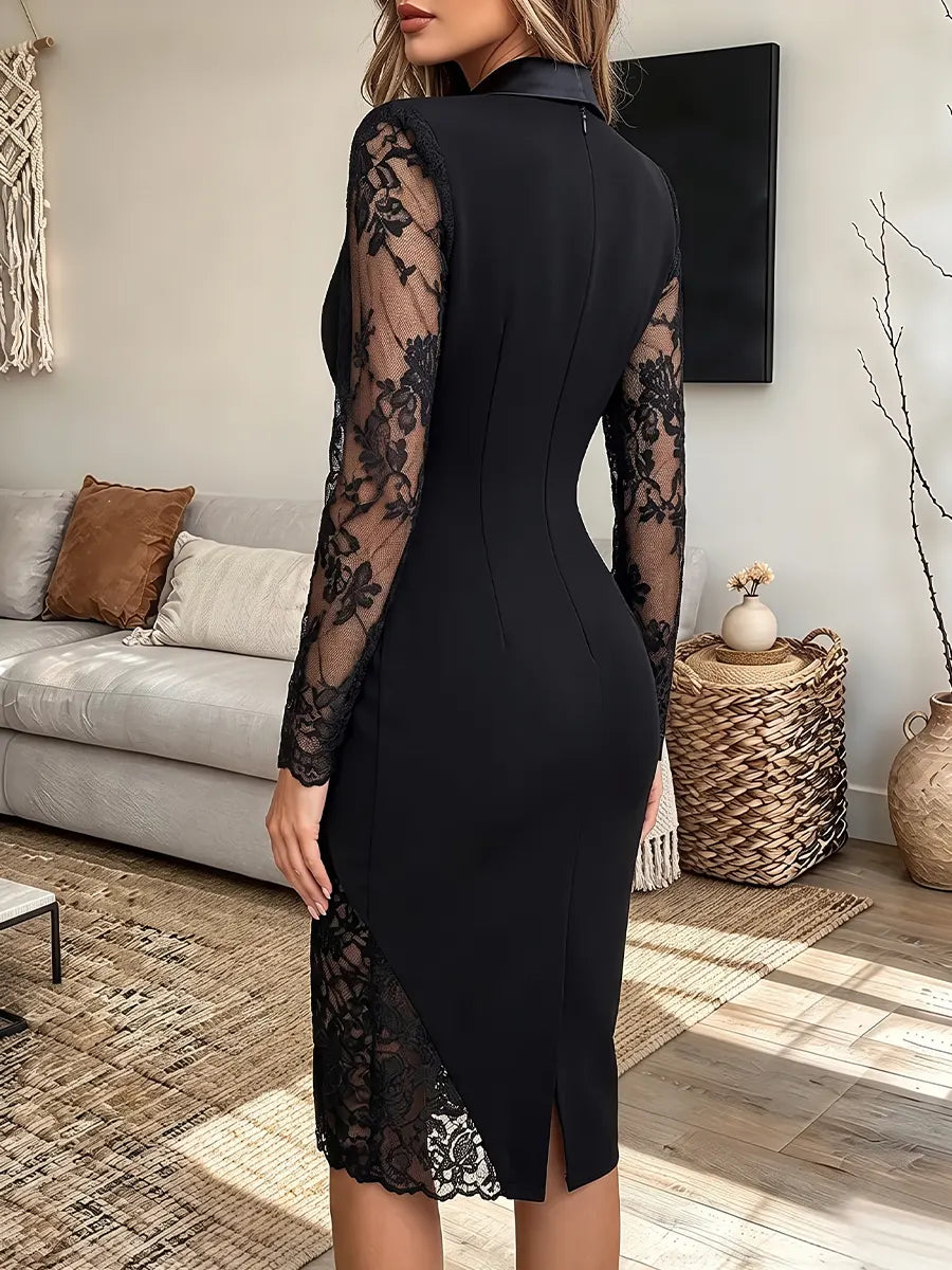 Vintage Elegant Patchwork Lace Dress