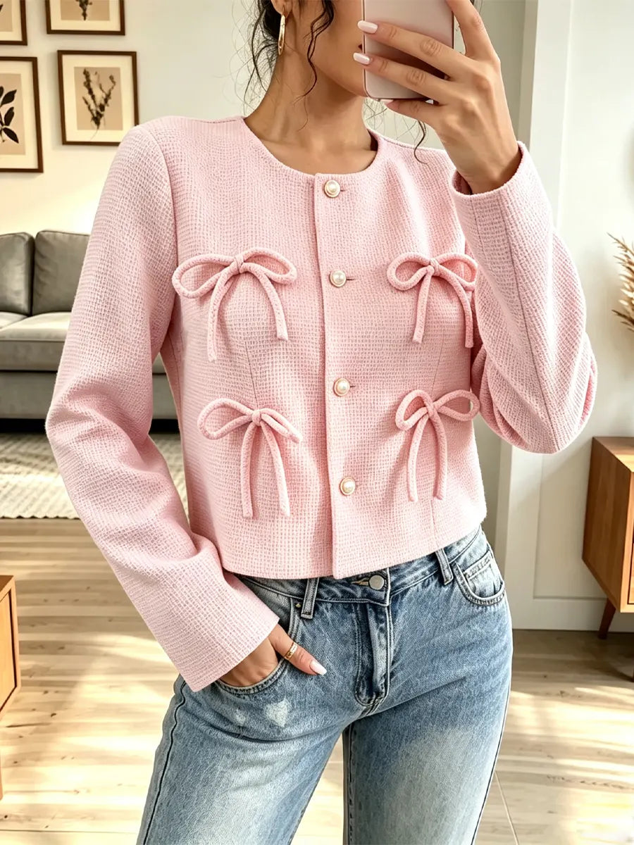 Retro Chic Bow Art Casual Stylish Long Sleeve Coat