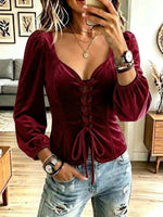 Retro Elegant Velvet Art Casual Stylish Long Sleeve Shirt