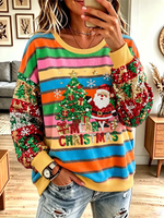 Vintage Elegant Sparkly Santa Claus Christmas Sweatshirt