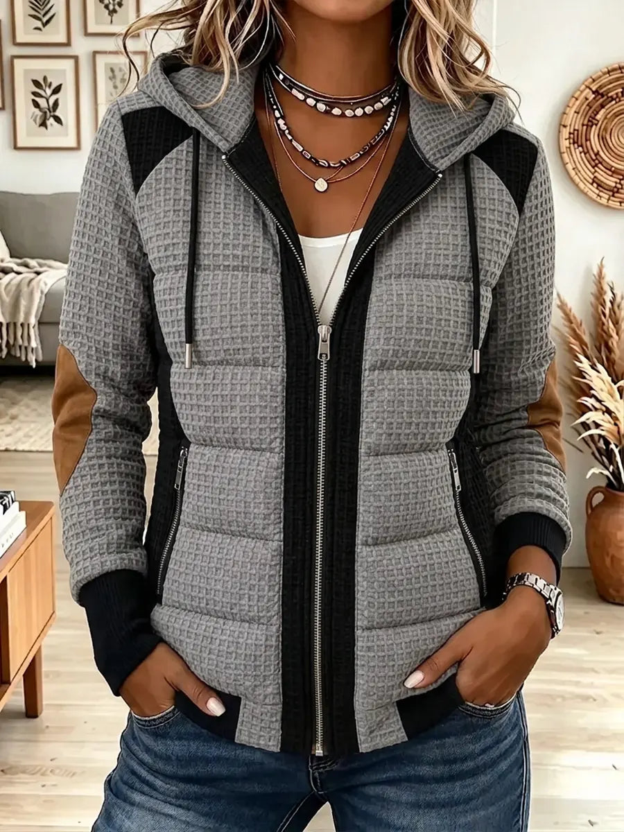 Women's Hooded Color Block Puffer Jacket