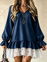 Women's Tiered Ruffle Lace Hem Babydoll Mini Dress