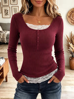 Vintage Elegant Patchwork Lace Shirt