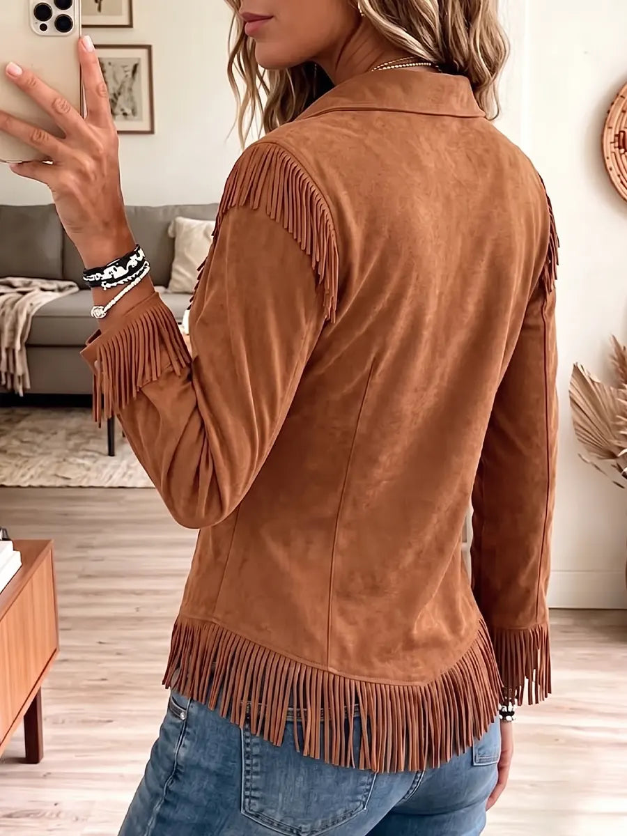 Vintage Elegant Tassel Suede Shirt