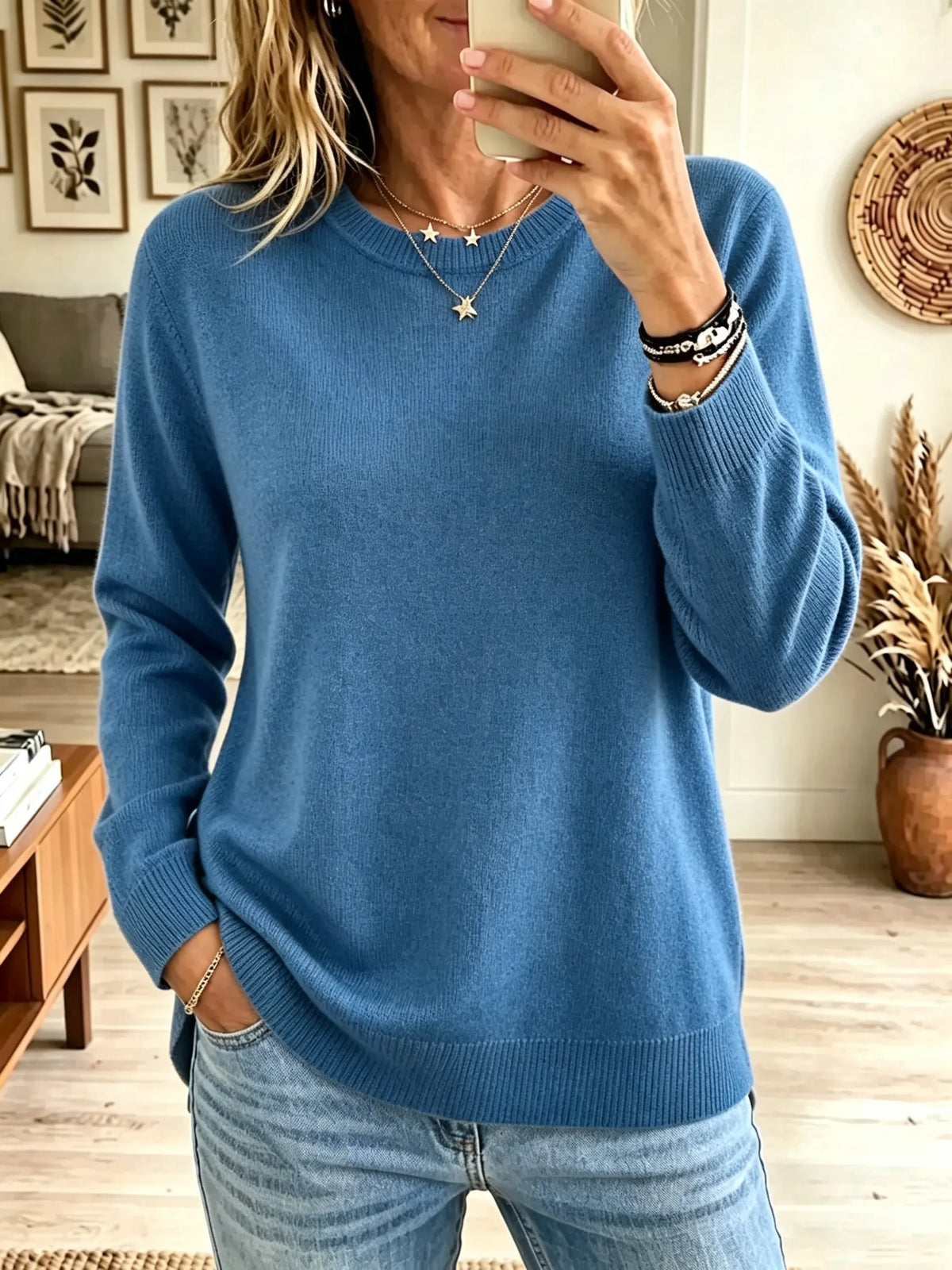 Women's Classic Crewneck Slouchy Knit Sweater