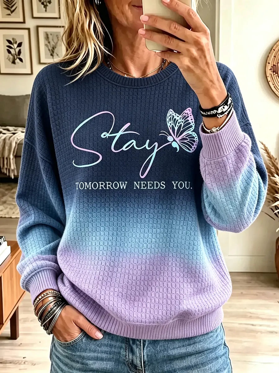 Vintage Mental Health Suicide Prevention Art Print Crewneck Sweatshirt