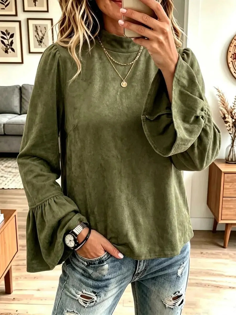 Retro Ruffle Art Round Collar Casual Stylish Long Sleeve Shirt