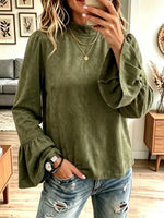 Retro Ruffle Art Round Collar Casual Stylish Long Sleeve Shirt