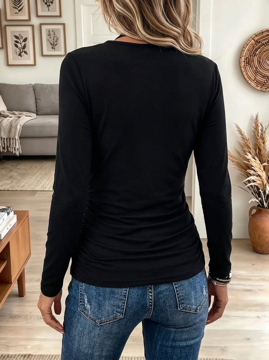 Women's Lace Patchwork V-Neck Top