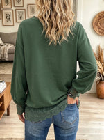 Women's Christmas Lights Lace Sweatshirt